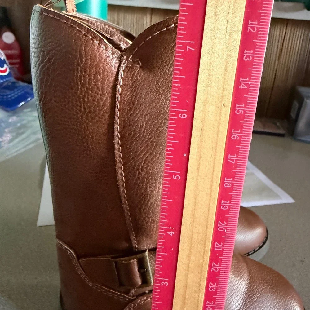 OshKosh Bgosh Toddler Lumi Brown Faux Leather Tall Riding Boots Size 6M